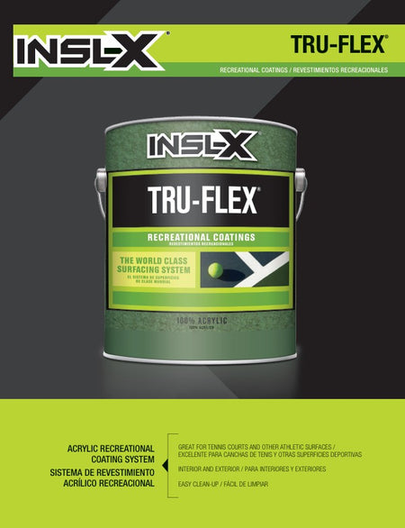 Insley Tru-Flex acrylic recreational coating system container on a dark background