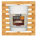 White bucket of INSL-X Tuffcrete waterproofing concrete stain on a wooden pallet