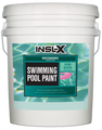 White 5 gallon pail of Insl-X Waterborne Pool Paint on a white background