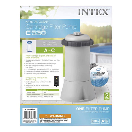 Intex 530Gph Krystal Clear Cartridge Filter Pump 28603EG-1