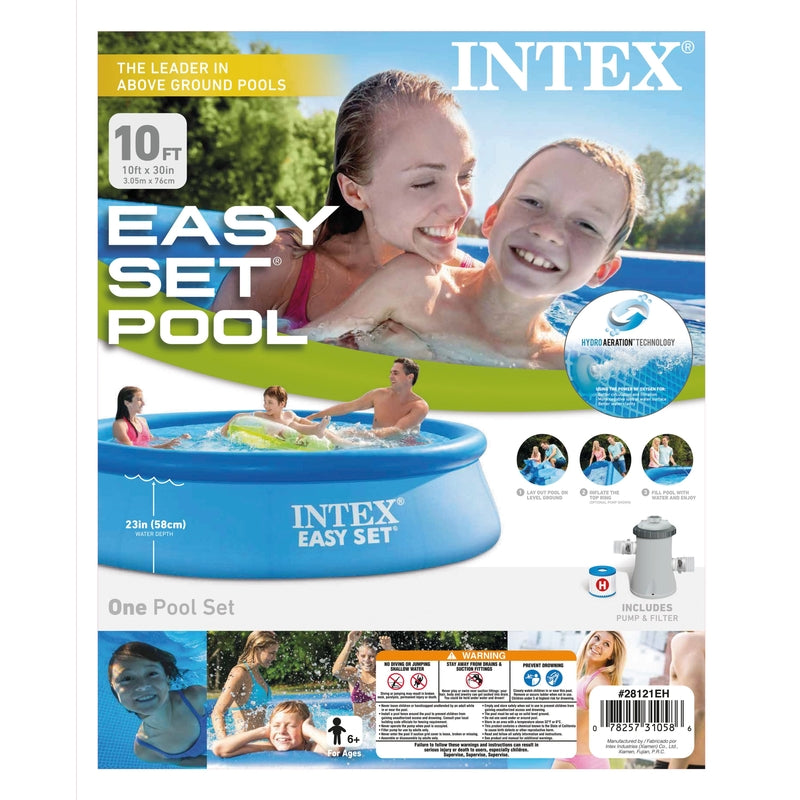 Package label for the Intex 10ft X 30in Easy Set Pool Set 28121EH