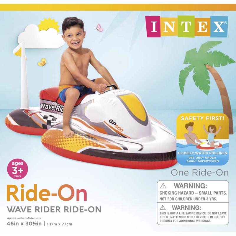 Intex Multicolored Vinyl Inflatable Wave Rider Pool Float 57520EP package label