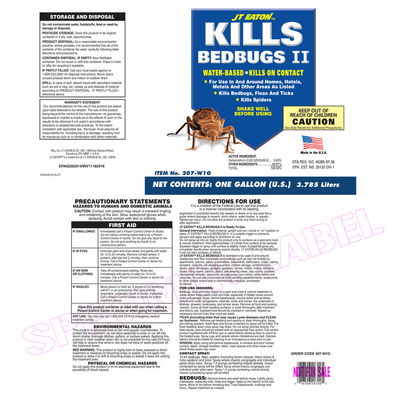 JT Eaton Kills Bedbugs II Spray RTU Gallon 207-W1G-1