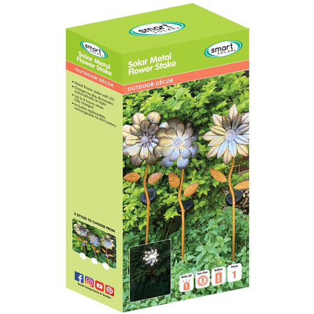 Smart Solar Multicolored Metal 19 in. H Assorted Flower Solar Garden Stake JY2020005