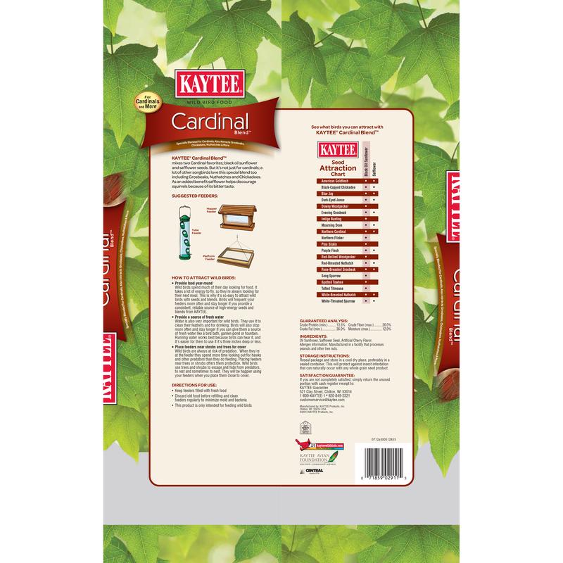 Back product label of the Kaytee Cardinal Blend