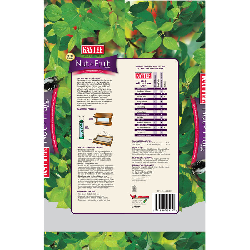 Kaytee Nut & Fruit Blend back label