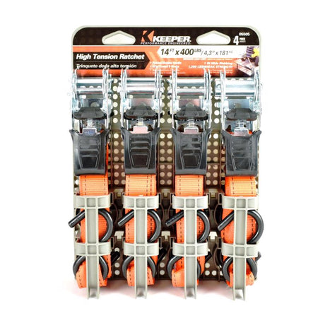 Keeper 1 in. W X 14 ft. L Orange High Tension Ratchet Tie Down 4-Pack 05505