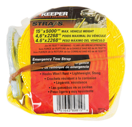 Keeper 2 in. W X 15 ft. L Emergency Tow Strap 89815