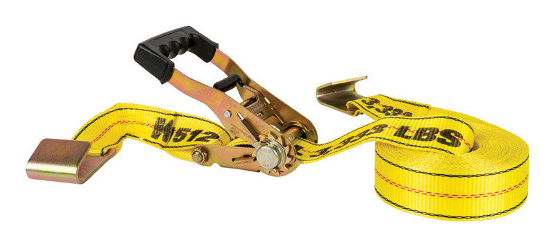 Keeper 2 in. W X 27 ft. L EZ Release Ratchet Tie Down with Flat Hooks 04606