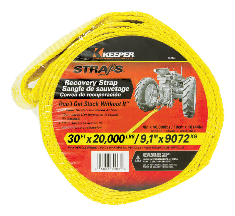 Keeper 4 in. W X 30 ft. L Vehicle Recovery Strap 89943