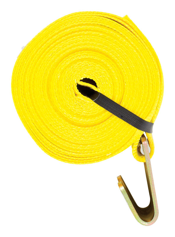 Keeper 4 in. W X 30 ft. L Yellow Winch Strap with Flat Hook 04926