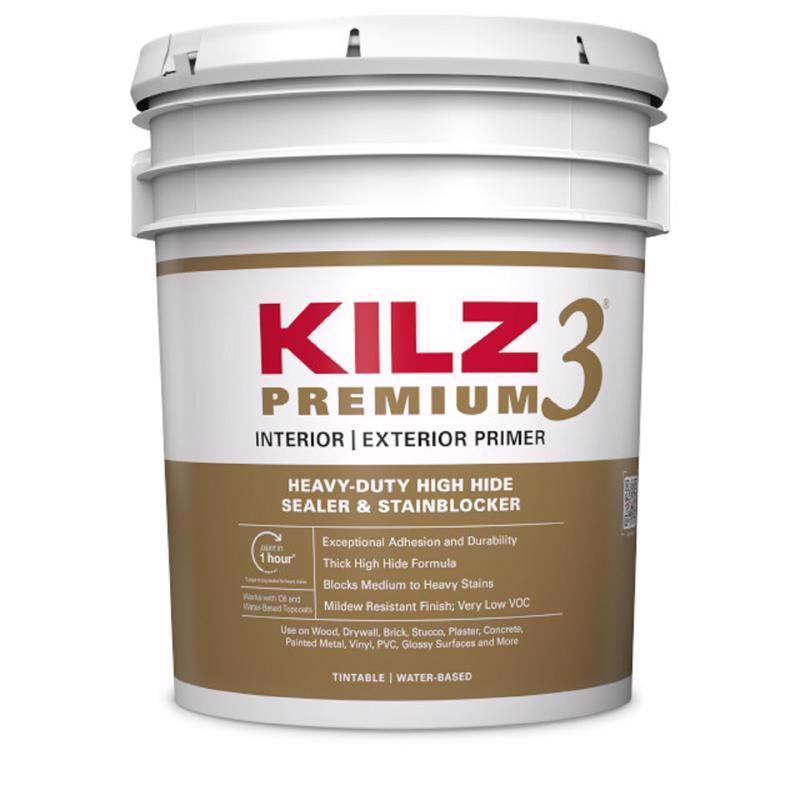 KILZ Premium 5 gallon paint can on a white background
