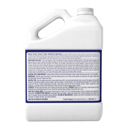 Klean Strip Green Odorless Liquid Floor Adhesive Remover Gallon Back Label