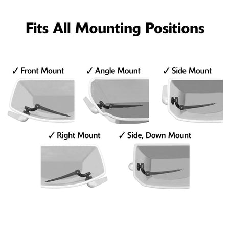 Korky StrongARM Handle & Lever, Classic White 6062BP mounting positions infographic