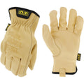 Beige women's work gloves with 'Mechanix' branding on a white background