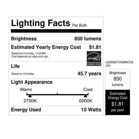 Feit Electric White Aluminum LED Canless Recessed Downlight 15 W LEDR6XTRGBWCAAG-5