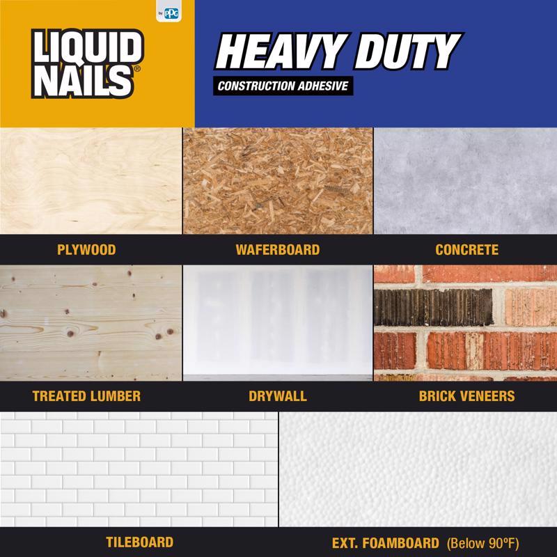 Liquid Nails Heavy Duty Construction Adhesive Use On Infographic