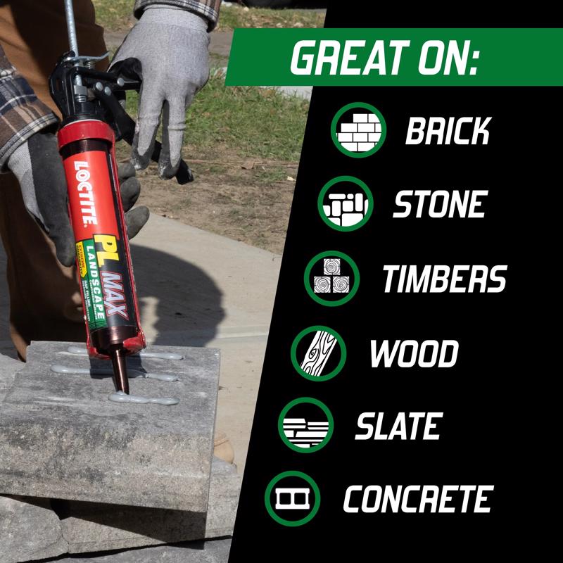 Person applying sealant to a stone surface with a list of materials it's effective on.