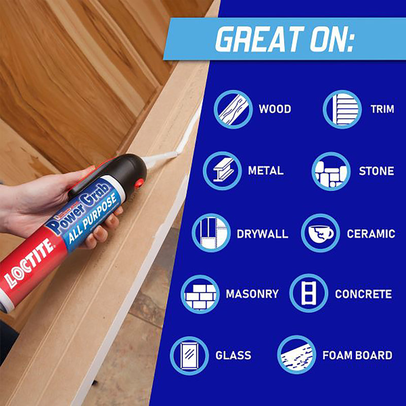 Loctite Power Grab All Purpose Construction Adhesive For Use On Infographic