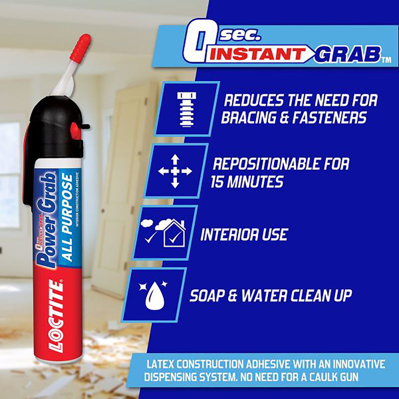 Loctite Power Grab All Purpose Construction Adhesive Product Features Infographic