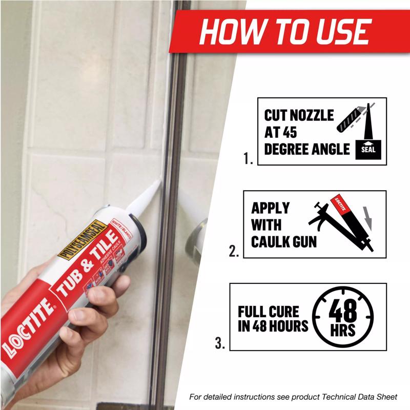 Loctite Polyseamseal 5.5 Oz Tub & Tile Adhesive Caulk How To Infographic
