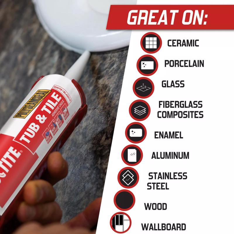 Loctite Polyseamseal 5.5 Oz Tub & Tile Adhesive Caulk For Use On Infographic