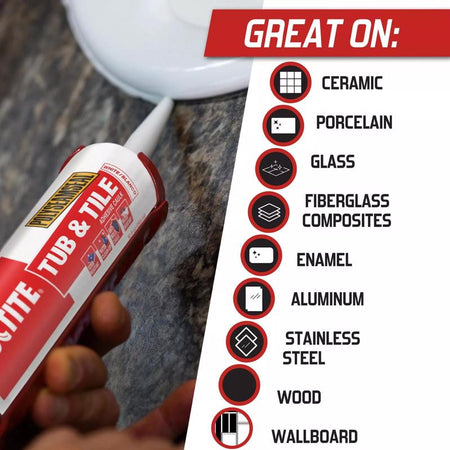 Loctite Polyseamseal 5.5 Oz Tub & Tile Adhesive Caulk For Use On Infographic