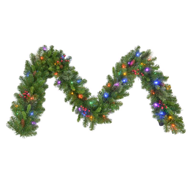 Celebrations Home 9 ft. L LED Prelit Multicolored Mixed Pine Garland MCPGAR9BOMUA - Box of 4