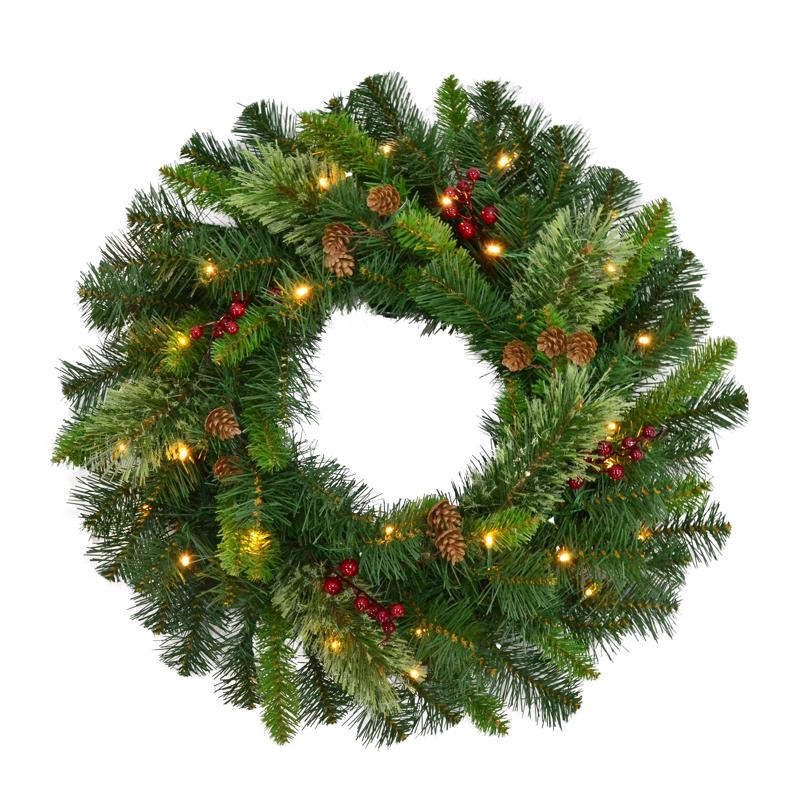 Celebrations Home 24 in. D LED Prelit Warm White Mixed Pine Wreath MCPWR24BOWWA - Box of 4