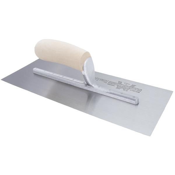 Marshalltown 13" x 5" High Carbon Steel Finishing Trowel with Curved Wood Handle MXS13