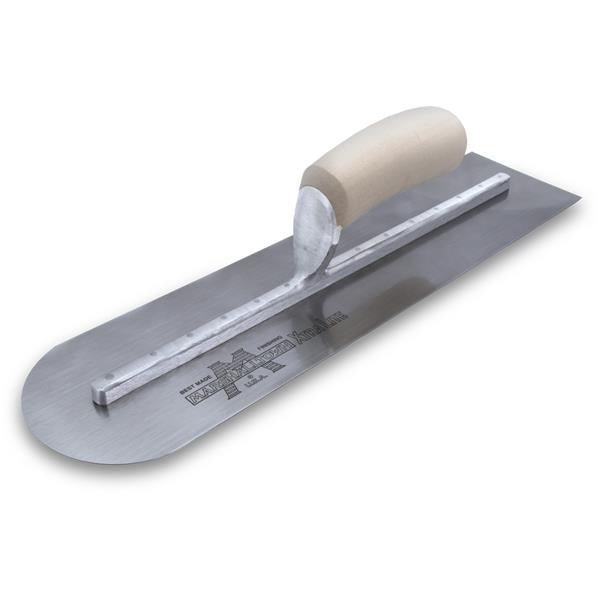 Marshalltown Round Front High Carbon Steel Finishing Trowel w/Curved Wood Handle