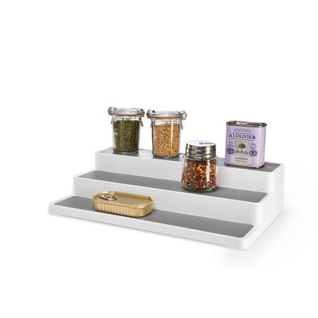 Madesmart 64222 Shelf Organizer shown with kitchen items on it