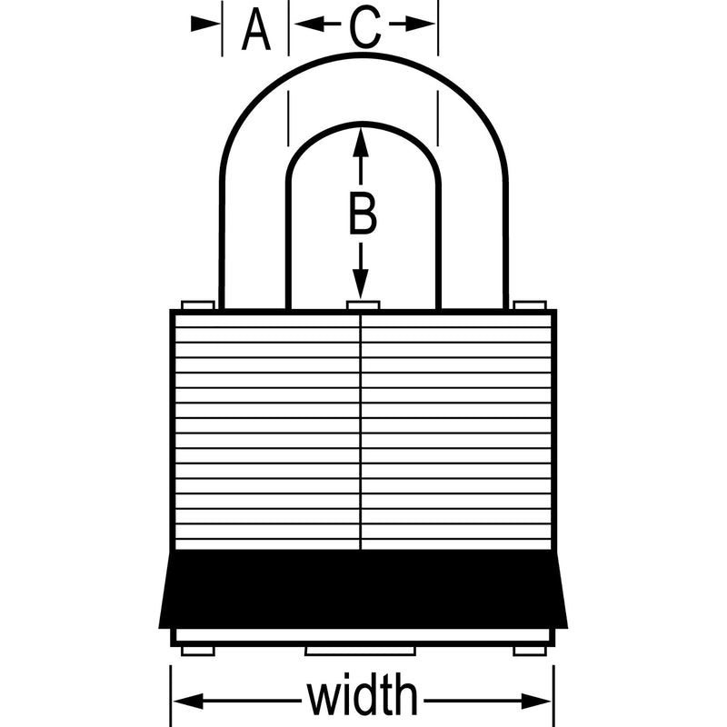 Master Lock 1UPLJ dimensions diagram