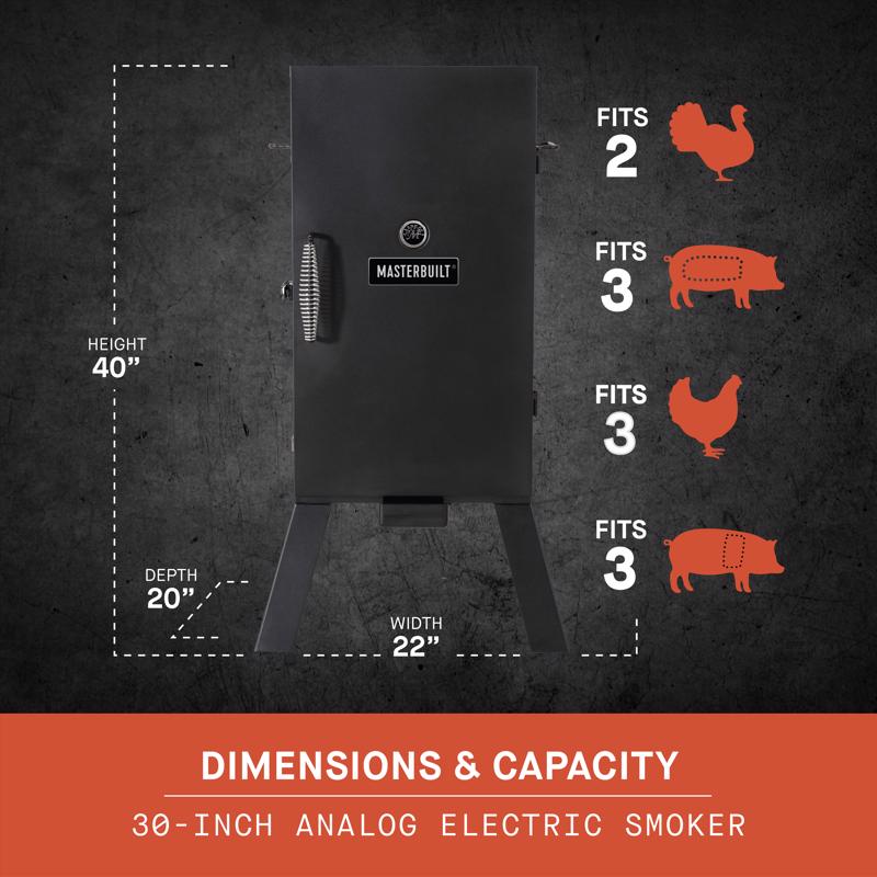 Masterbuilt Analog Wood Chips Vertical Smoker MB20070210 dimensions diagram