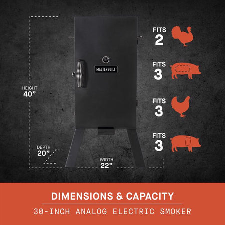 Masterbuilt Analog Wood Chips Vertical Smoker MB20070210 dimensions diagram
