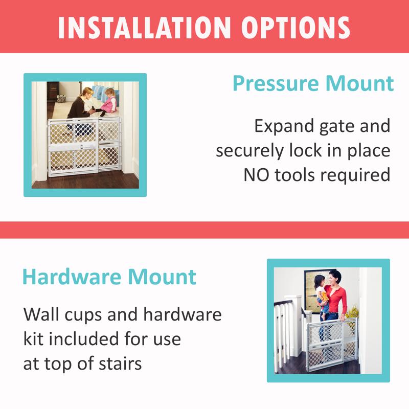 North States 8615 Plastic Safety Gate installation options infographic