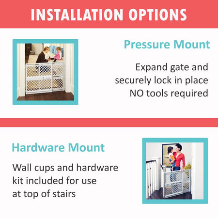 North States 8615 Plastic Safety Gate installation options infographic
