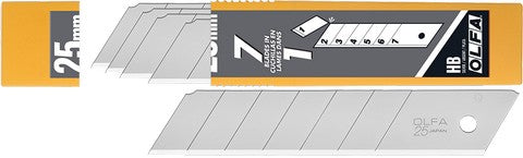 OLFA HB-5B 25mm 7-pt Silver Extra Heavy-Duty Snap-Off Blade 5-Pack on a white background
