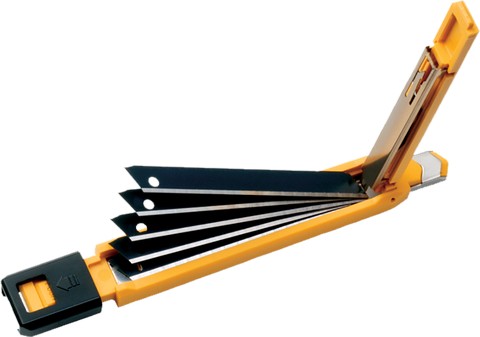 OLFA PA-2 Multi-Blade Auto load Standard-Duty Auto-Lock Utility Knife shown opened on a white background