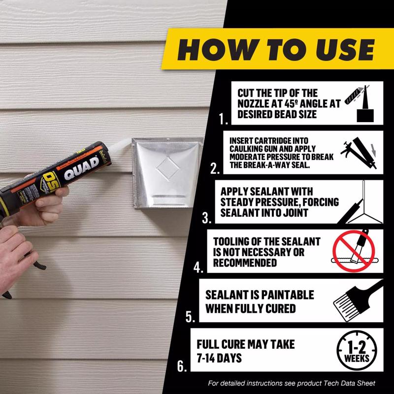 OSI Quad Elastomeric Polymer Window Door & Siding Sealant How to Use Infographic