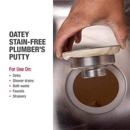 Oatey 9 Oz Stain-Free Plumber's Putty 31177 for use on infographic