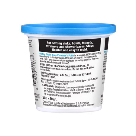 Oatey 9 Oz Stain-Free Plumber's Putty 31177 back label