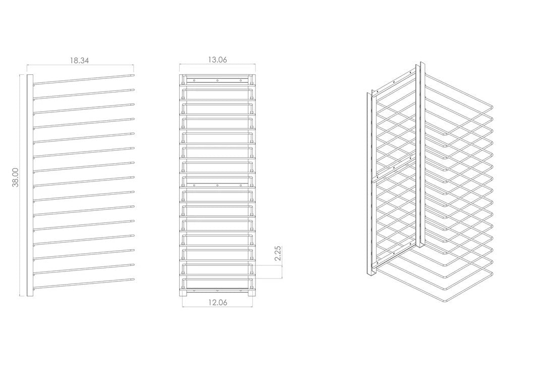 Technical drawing of the PaintLine PDRWM unit with dimensions on a white background