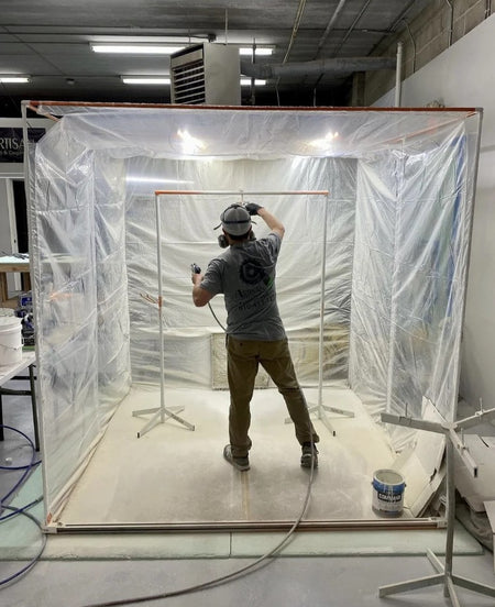 Main using the PaintLine PJSB Portable Jobsite Spray Booth