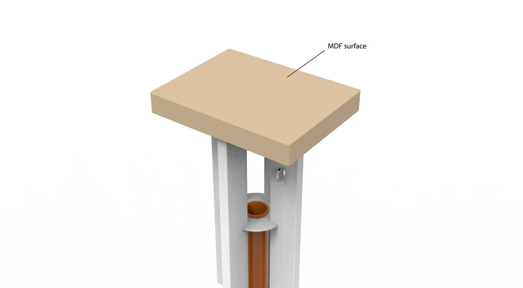 Wooden platform with MDF surface pf the PaintLine SPTYHD SprayTwirlyHD Rotating Spray Table on a white background