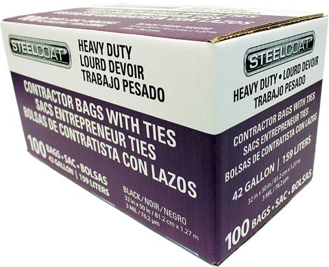 Petoskey 42gal 3mil Steelcoat Twist Tie FG-Contractor Bags 100-Pack