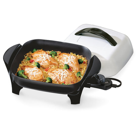 Presto 11" Electric Skillet 06620 shown full of food