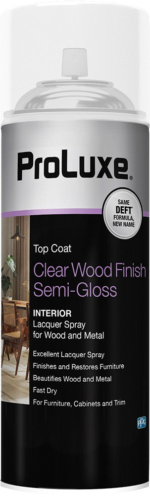 ProLuxe Interior Brushing Lacquer Clear Wood Finish Semi-Gloss Spray