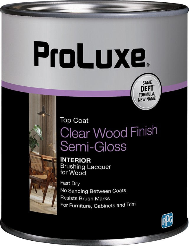 ProLuxe Interior Brushing Lacquer Clear Wood Finish Semi Gloss Quart