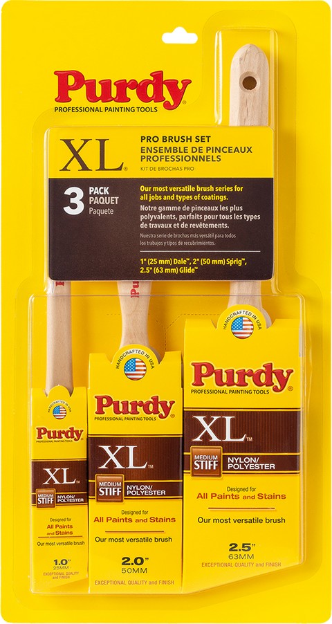 Purdy 14L853100 XL Pro Medium Stiff Brush Set 3-Piece